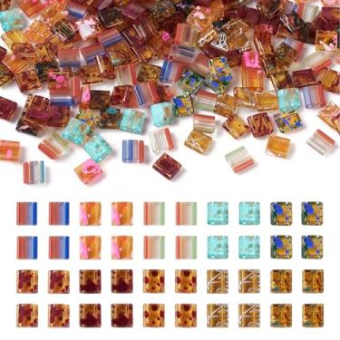 Imagem de Elecrelive 200 peças transparentes de 2 furos contas de semente de vidro 5 mm pintadas em spray Kit de pulseiras quadradas de tila, multifios, para fazer joias e brincos