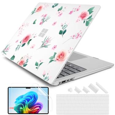 Imagem de Batianda Capa premium para laptop Microsoft Surface de 13,8 polegadas Copilot+ PC 2024 (7ª edição) Série Flor durável resistente a arranhões de fácil instalação, com capa de teclado e protetor de tela