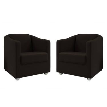 Imagem de Kit 2 Poltronas Decorativa Bia Suede Marrom Dal Poz Estofados