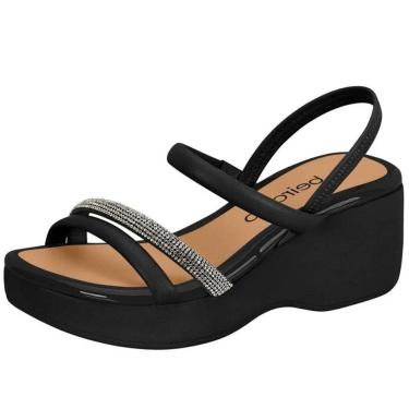 Imagem de Sandália Feminina Salto Anabela Strass Conforto Beira Rio