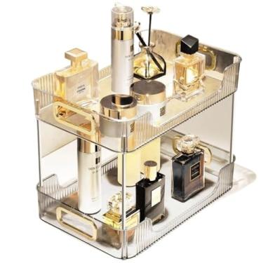 Imagem de Prateleira Organizadora 2 Andares Maquiagem Perfumes Acrílico Transparente Quarto Cozinha
