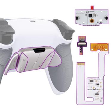 Imagem de eXtremeRate Kit De Remapeamento Real Metal Buttons Rmb Rise4 V3 Para Controle Ps5 Bdm-030 040 050, Placa Atualização Com Revestimento Inferior Branco E Empunhadura Emborrachada Cinza Redesenhada, Co
