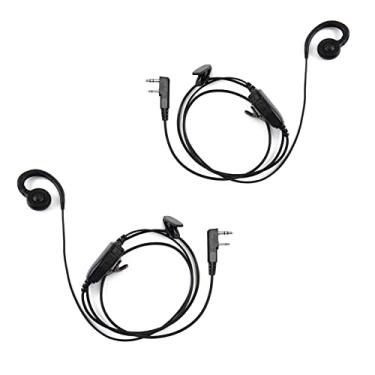 Imagem de SHON Fone de ouvido Walkie Talkie com microfone - Alto-falantes cristalinos flexíveis tipo G giratório, fone de ouvido de rádio bidirecional para Kenwood e Baofeng (2 conjuntos)