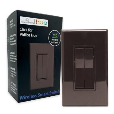 Imagem de RunLessWire Clique para Philips Hue Self Powered(Sem Pilhas) e Interruptor de Escurecimento Inteligente Sem Fio Friends Of Hue Switch Control para Lâmpadas Philips e Aplicativo de (1 Pacote, Marrom)