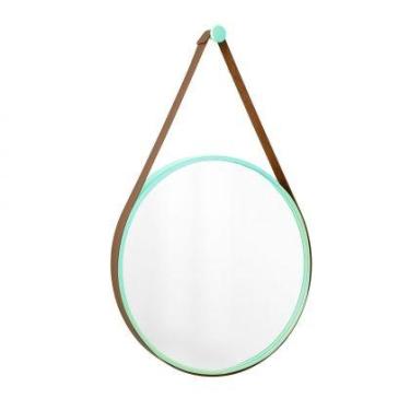 Imagem de Espelho Decorativo Adnet Verde Alça material sintético Caramelo 30 cm 