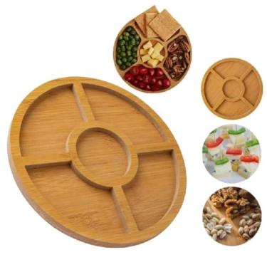 Imagem de Mini Petisqueira MDF Tipo Bambu 5 Divisões Para Petiscos Café Petisqueira Gamela 19,5 x 19,5 x 1,3 Linha Premium M5 Armarinhos