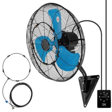 Imagem de AZOUTDOOR Ventilador de montagem na parede de 50,8 cm, ventilador oscilante de parede de 7000 CFM, ventiladores industriais de 3 velocidades com névoa de alta velocidade, ventiladores montados na
