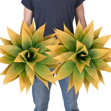Imagem de Pacote com 2 plantas falsas de agave artificial, grandes plantadores de agave sintética resistente a UV para decoração interna e externa, plantas tropicais, suculentas, vegetação, decoração interna