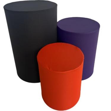 Imagem de Trio de Capa para Cilindro Para Festa Decoração de festa trio capa de cilindro Monte Sua Capa(PRETO, ROXO E LARANJA)