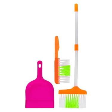 Imagem de Kit Limpeza Brinquedo Infantil Vassoura Escova Pá 3 Peças Linha Premium M5 Armarinhos