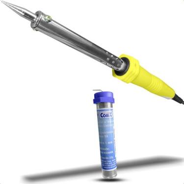 Imagem de Kit Ferro de Solda Profissional 60w 127V Com Estanho Para Solda 22g - 