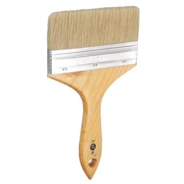 Imagem de HARFINGTON Pincéis de pintura pequenos de 12,4 cm, pincéis de cerdas naturais com alça de madeira e orifício para pintura de arte faça você mesmo, móveis, cercas de armário, deck, parede, porta
