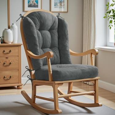 Imagem de Almofada para cadeira de balanço Wingback - Almofadas grandes de cadeira Adirondack Tufado, Esponja de Alta Densidade, Almofadas de balanço de chenille confortáveis com laços, conjuntos de 2 peças