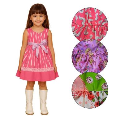 Imagem de Vestido Regata Infantil Menina Aniversário Vestido Passeio Festa Junina Fita