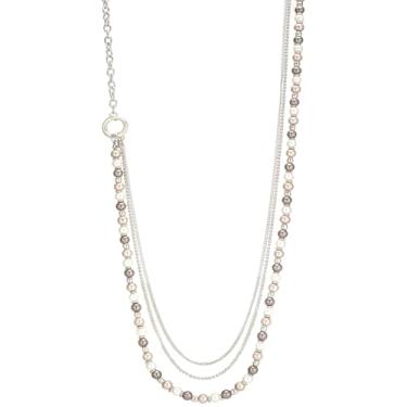 Imagem de Colares de pérolas longas de prata para mulheres, colar de corrente com contas de pérolas, presentes para mães, bijuterias elegantes para mulheres, Pérola, Sem Pedra Preciosa