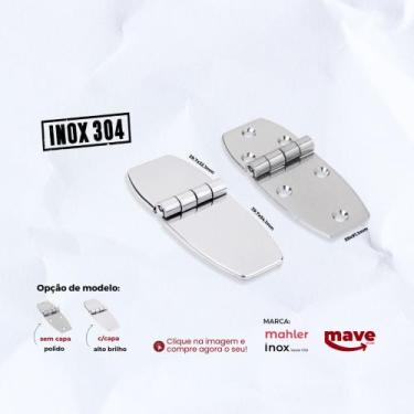Imagem de Kit 2 Dobradiças Náuticas Assimétricas com Capa + Parafusos em Inox 30