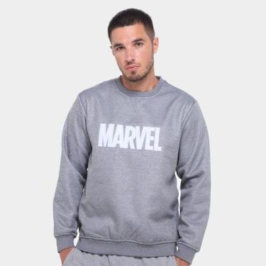Imagem de Moletom Mooncity Marvel Bordado Masculino, Cinza, G