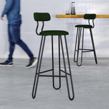 Imagem de Conjunto 2 Banquetas Altas com Encosto Ginger Estrutura Preta - Metali