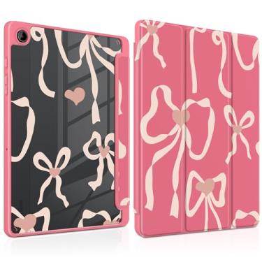 Imagem de MEEgoodo Capa para Samsung Galaxy Tab A9 Plus 27.9 cm 2023 com suporte para caneta S, capa para tablet com revestimento traseiro de acrílico transparente + suporte de três dobras + despertar/hibernar