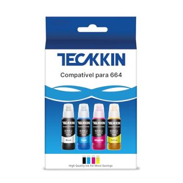 Imagem de TECKKIN Kit 4 Refil Tintas compatível para Epson 664 T664 Compatível para Epson Impresoras L120 L310 L380 L395 L495 L575 L606 L655 L656 L1300 L1455 L121 L210 M100 M105