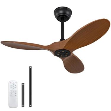 Imagem de OMYU Ventilador de teto de 91 cm, sem luz, controle remoto e motor CC silencioso, reversível, ventilador de teto interno e externo para quarto, sala de jantar, varanda, pátio, 3 lâminas de ABS
