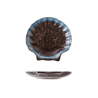 Imagem de Pratos ocidentais em forma de concha de cerâmica para casa retrô requintados - 20 cm "azul pitoresco"