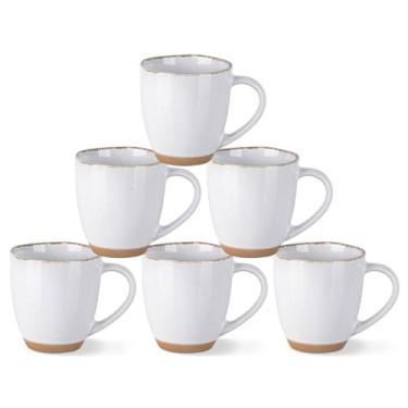 Imagem de AmorArc Conjunto de 6 canecas de café de cerâmica de 350 ml, canecas de café elegantes com terracota rústica na parte inferior para latte/cappuccino/leite/cacau, lavável na máquina de lavar louça e