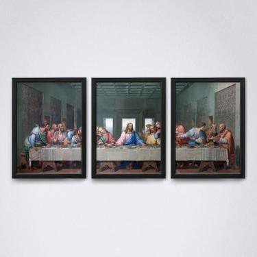 Imagem de Quadro Decorativo Santa Ceia Jesus Cristo Preto A4 20x30cm - Quadros T