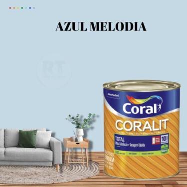 Imagem de Tinta Esmalte Sintético Base Água Cor Azul 800ml Coral Coralit Total Z