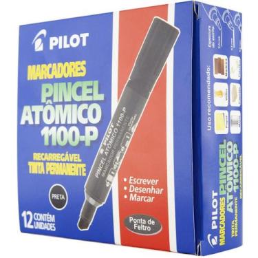 Imagem de Caixa com 12 Pincel Atomico 1100P Preto Recarregavel Pilot