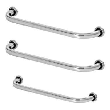 Imagem de Kit 3 Barras De Apoio Para Banheiro 2 - 40cm E 1 - 80cm - MetalCromo