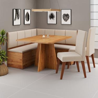 Imagem de Conjunto Canto Alemão Baú Prestigio com Mesa 120x80cm e 2 cadeiras Milao Cobre/Bronze- Casa Giulia