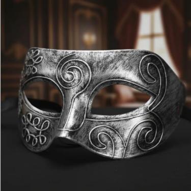 Imagem de Mascara Soldado Romano Fantasia Gladiador Cor Prata Teatro Festas Eventos