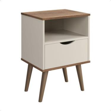 Imagem de Mesa de Cabeceira Grécia Pés Palito Retrô Quarto Canto Lateral Gaveta 
