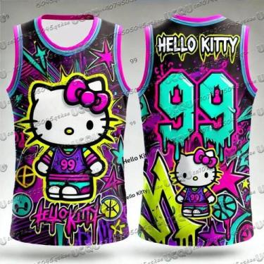 Imagem de Camiseta Casual Feminina Kawaii Hello Kitty Com Decote Redondo Para Co