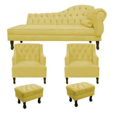 Imagem de Divã Cancun 185 Esquerdo + 2 Poltronas + 2 Puffs Amarelo - Topázio Dec