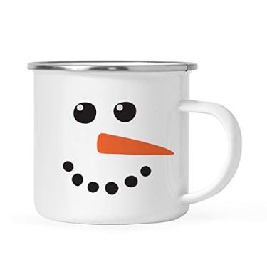 Imagem de Andaz Press Caneca de café infantil de chocolate quente de Natal de aço inoxidável de 325 ml presente, boneco de neve com nariz de cenoura, 1 pacote, copo de acampamento de metal esmaltado, inclui