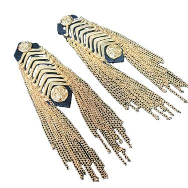 Imagem de LDDGZS Patch de ombro de corrente de franja de metal masculino e feminino, com broche de enfeite de ombro, crachá, paletó, vestido, dramatização, uniforme marinho, enfeite de ombro (golg)