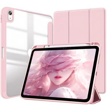 Imagem de Capa para iPad (A16) 11ª/10ª Geração (2025/2022) 10.9 Polegadas Capinha Protetora Fina Traseira Transparente Proteção com Suporte para Lápis Completa Anti-Impacto Auto Sleep Tampa Magnética - Rosa