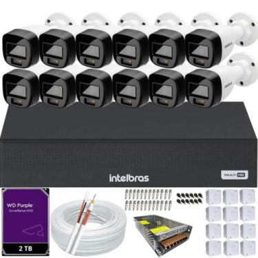 Imagem de Kit Intelbras 12 câmeras Full Color Vhd 1120b dvr 16 Mhdx 1116c HD 2Tb