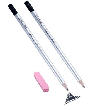 Imagem de Lápis de cerâmica XSRNVLTL Underglaze para cerâmica, pacote com 2 (preto) – Lápis de decoração de cerâmica de precisão de 17,5 cm para detalhes de utensílios verdes, bisque e esmalte, inclui apontador