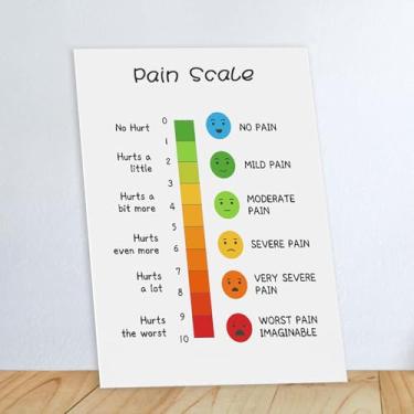 Imagem de BEMAXYE Boho Chic Pain Scale Decor - Pôster educacional de aprendizagem infantil, impressão de parede de escritório de enfermeira escolar, presentes de autocuidado, sem moldura, 1 peça (28 cm x 35 cm)