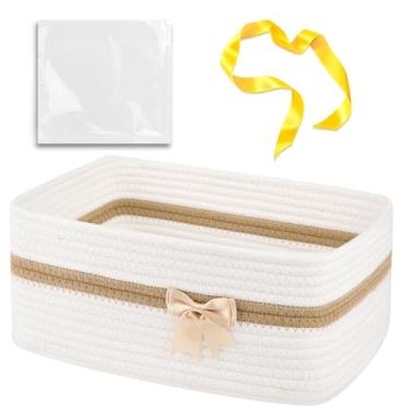 Imagem de OIAHOMY Grande Cesta De Armazenamento Trançada Com Alças Para Prateleiras De Sala De Estar De Berçário, Cesta De Laço Para Presentes Vazia Com Sacolas De Presente E Fitas Para Chás De Bebê, Caixa De