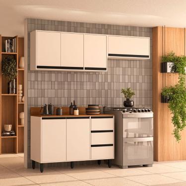 Imagem de Cozinha Compacta 3 Peças 250039 Com Tampo Koya Creme Politorno Móveis