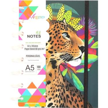 Imagem de Caderno Feminina Com Discos 100 Folhas Pautadas De Tamanho A5 14,1 * 20,5 CM (Leopardo)