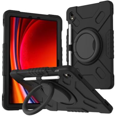 Imagem de Callyue Capa para Samsung Galaxy Tab S9 de 11 polegadas (2023), capa protetora 2 em 1 à prova de choque com suporte embutido para crianças, preta