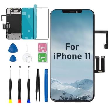 Imagem de Substituição de tela para iPhone 11 com fone de ouvido e sensor de proximidade 15.5 cm tela LCD sensível ao toque 3D digitalizador com ferramentas de reparo de alto-falante frontal A2111 A2223 A2221