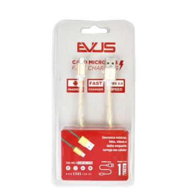 Imagem de Cabo Usb Evus C-054 Fast Charge Micro Usb Gold 1,0m