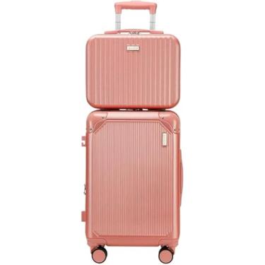 Imagem de Mala de Viagem de Bordo 10Kg Zíper EXPANSÍVEL Padrão ANAC Rígida Rodas duplas 360° Porta Copo Cadeado AntiFurto Resistente Espaçosa + Frasqueira (Rosa)