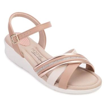 Imagem de Sandália Feminina Anabela Baixa Conforto Brilho Modare